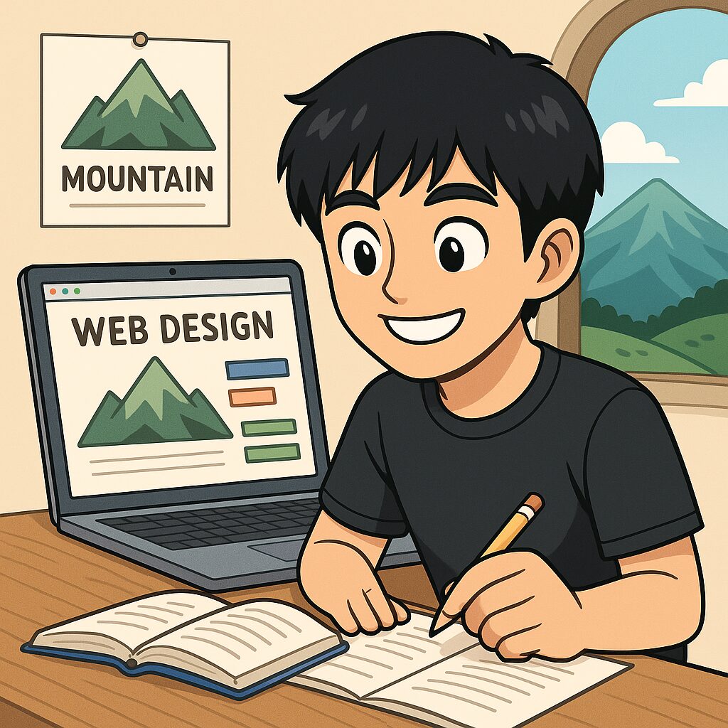 あるくがWebデザインを勉強している様子