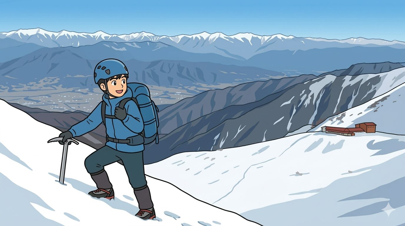 あるくが木曽駒ヶ岳の八丁坂を登りつつ、後ろを振り返る