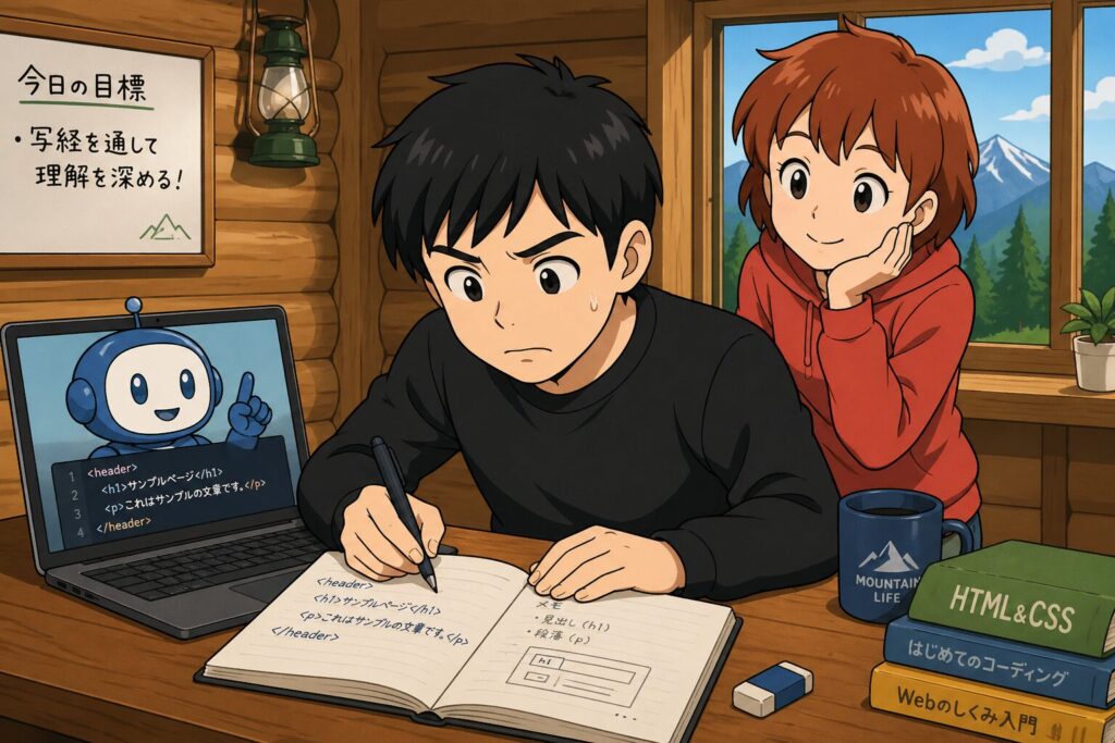 写経をするあるく