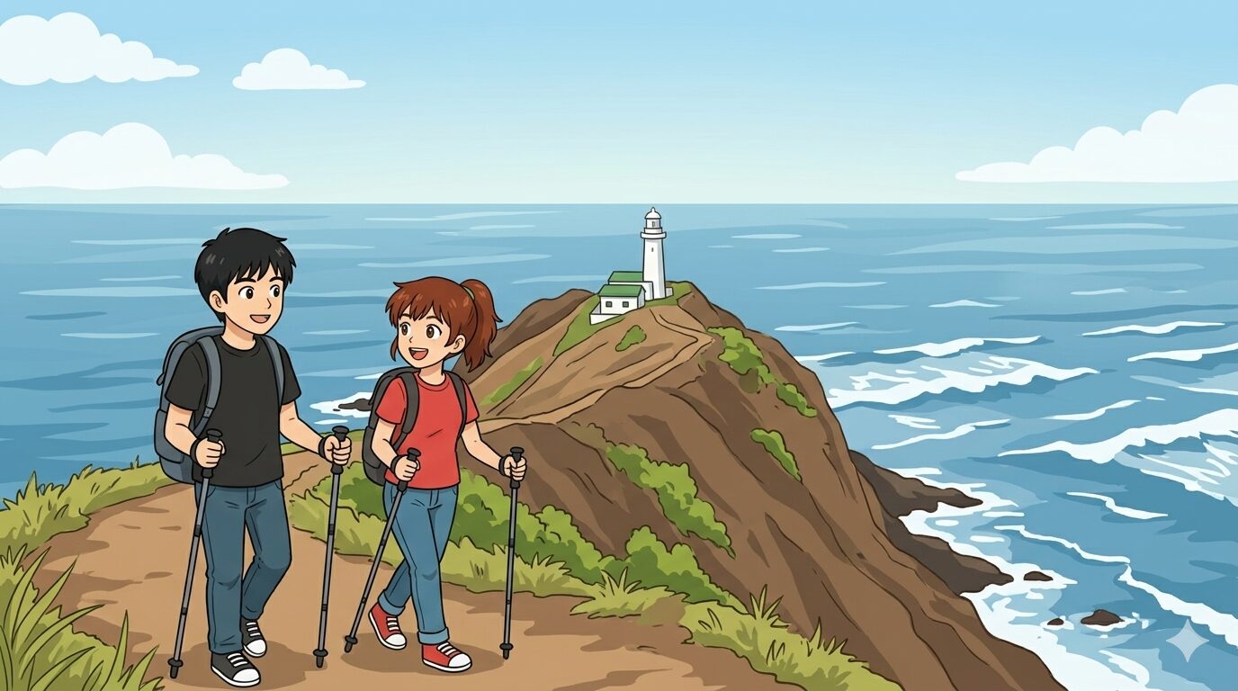 角田山の灯台コースを楽しむ、あるくとミナ