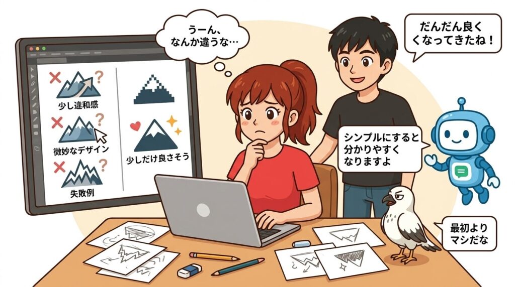 ブログロゴ作成に悩むあるく一行